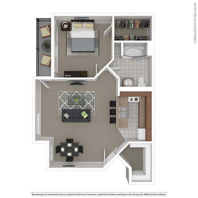Large 1 Bed 1 Bath 110 floor plan